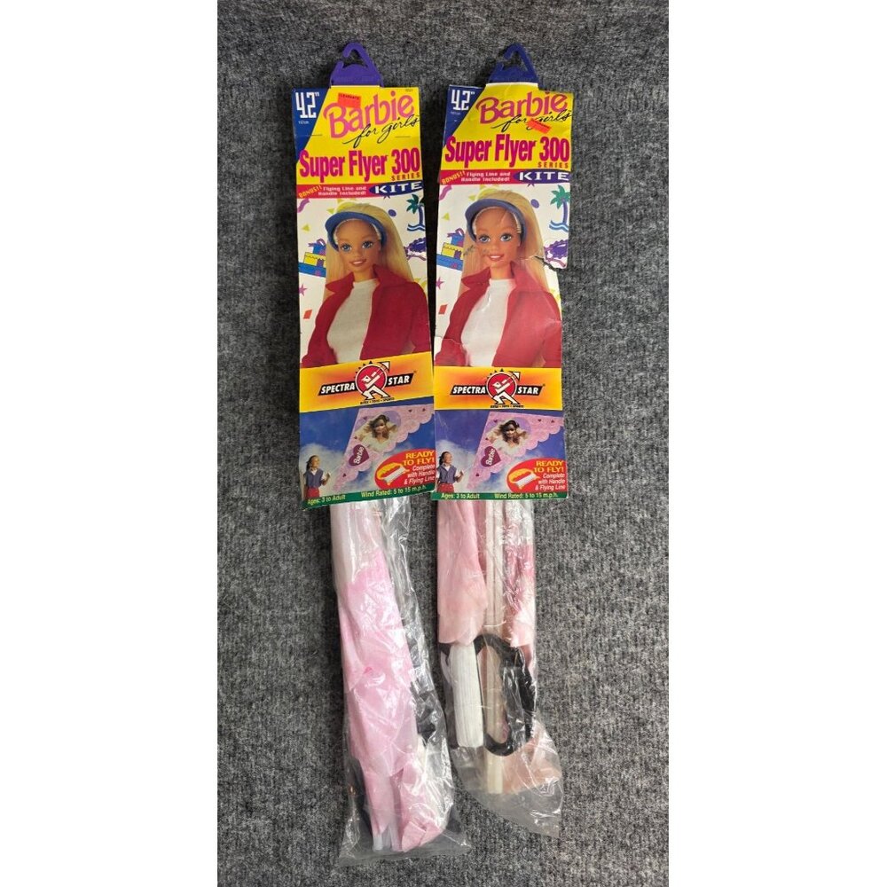 2 Barbie Super Flyer 300 Series Kite 42" Spectra Star Pink Design Complete